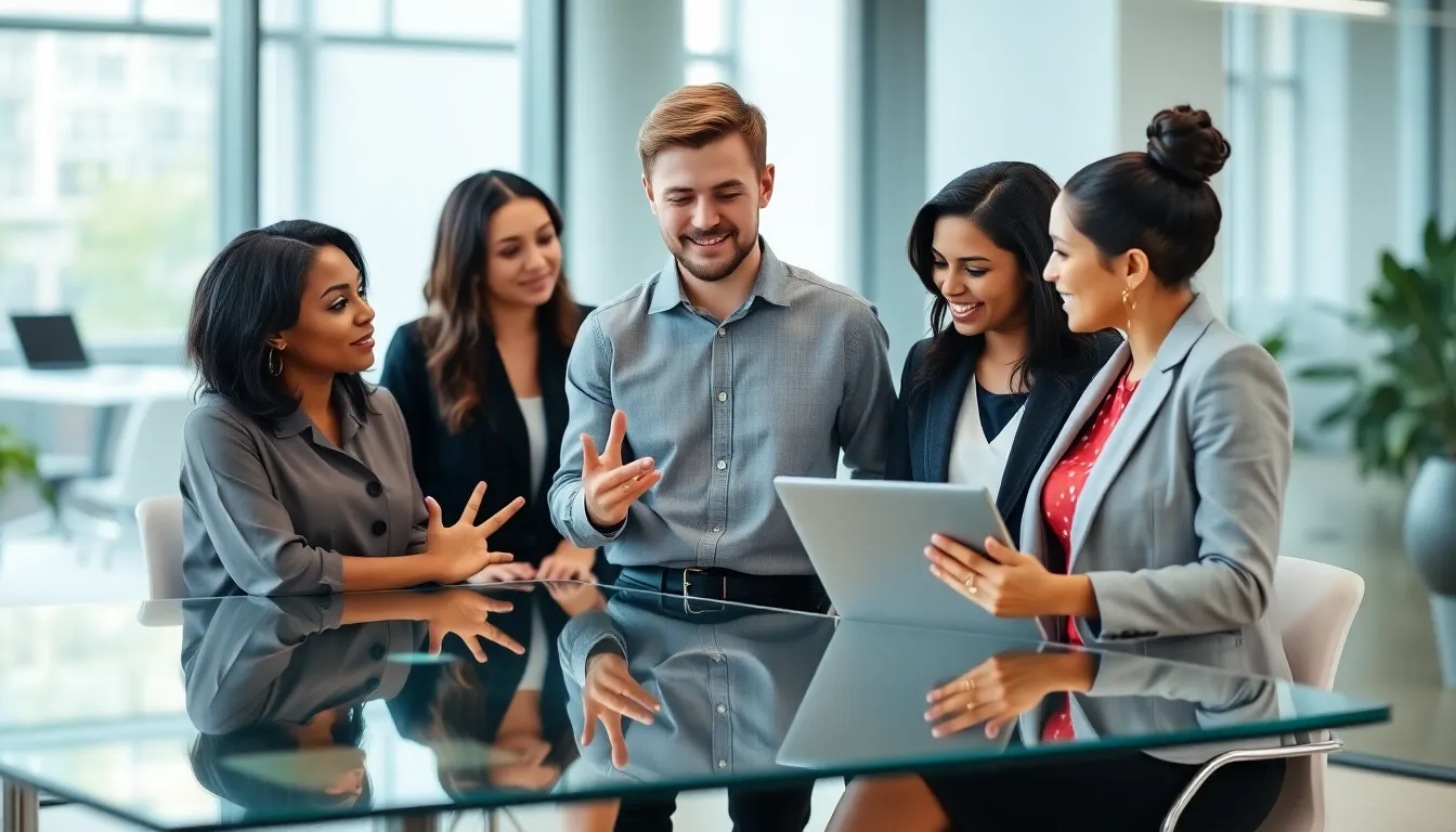 diverse team discussing the benefits of a four-day work week.